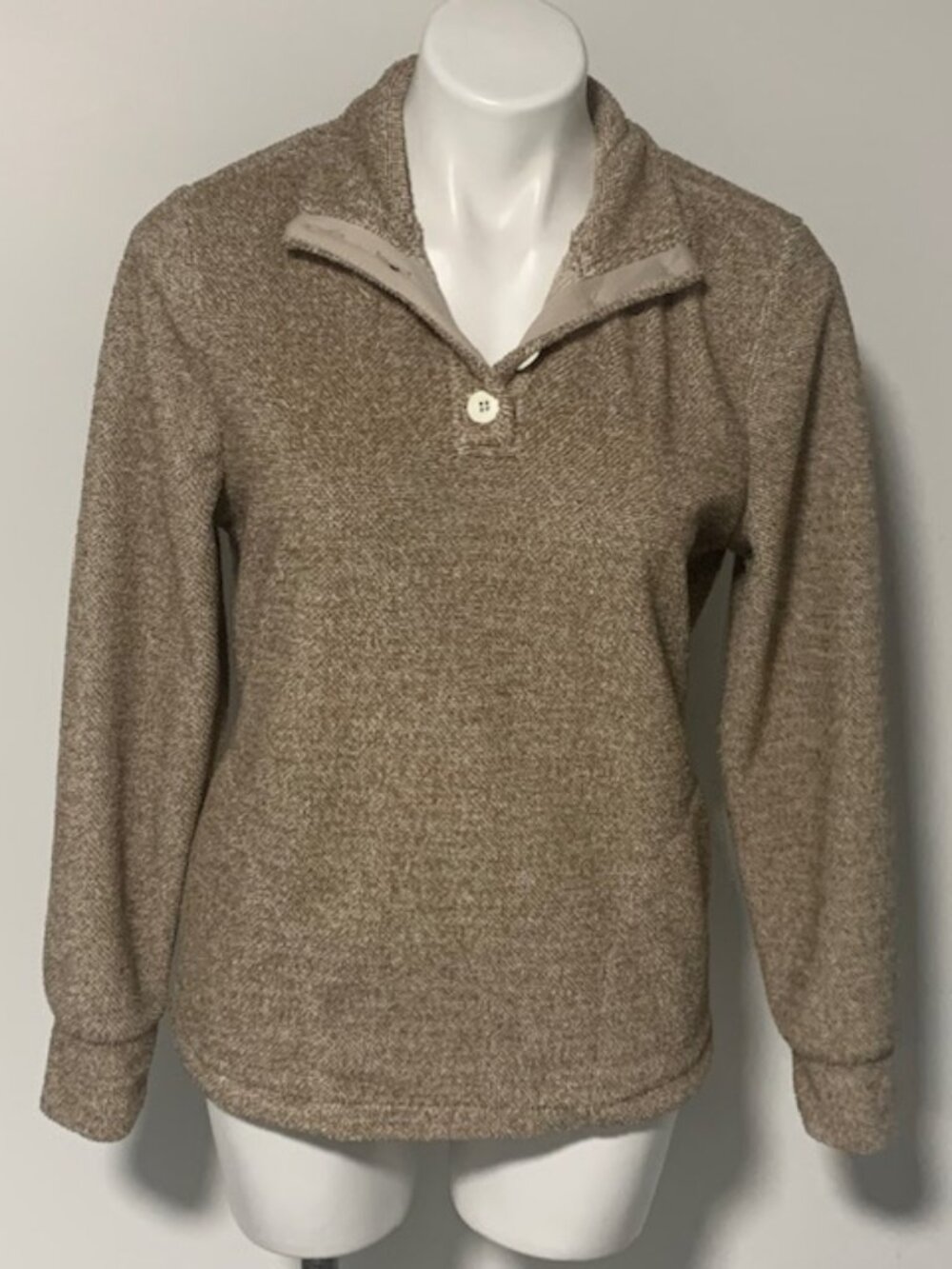 EDDIE BAUER BROWN FLEECE LIKE WOMENS TOP XS
